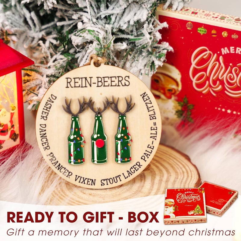 Hangwoous Funny Beer Ornament, Rein-Beers Ornament, Beer Ornaments for Tree, Funny Christmas Ornaments, Ornaments for White Elephant Gift Exchange, Coworker Gift - Image 3